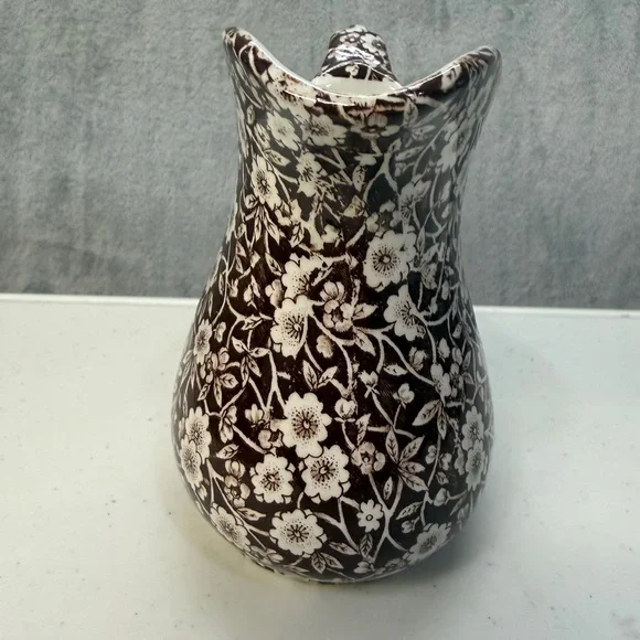 Vintage Royal Crownford Ironstone Pitcher BrownFloral Calico England Collector